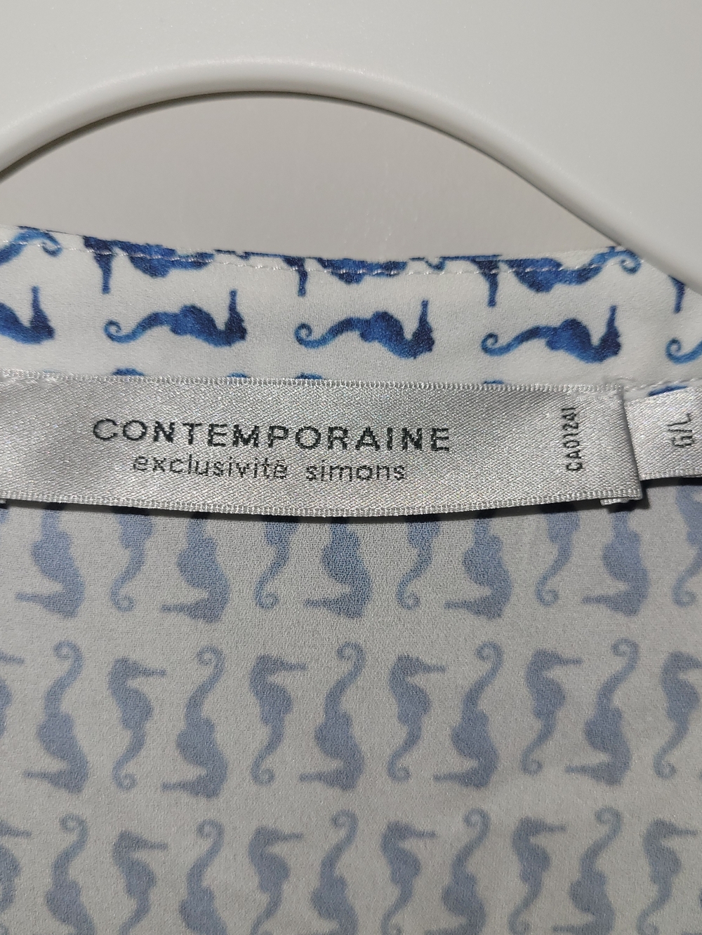 Contemporaine Simons Nautical Seahorse Blouse Blue White L - Picture 5 of 6